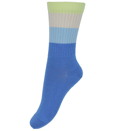 Melton Sokken - Brede strepen - Super Sonic Blue