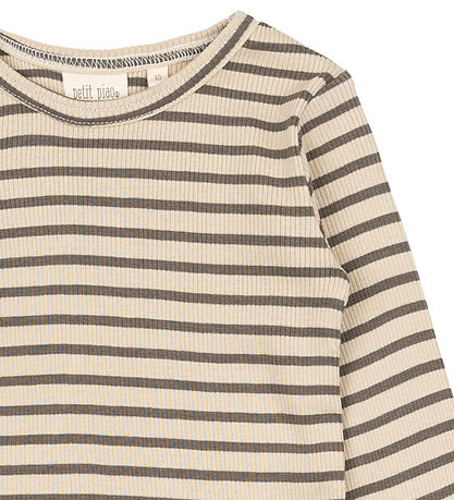 Petit Piao Bluse - Rib - Modal - Erde Brown/Dark Off White