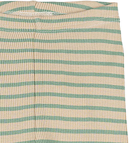 Petit Piao Leggings - Rib - Modal - Granít Green/Dark Off White
