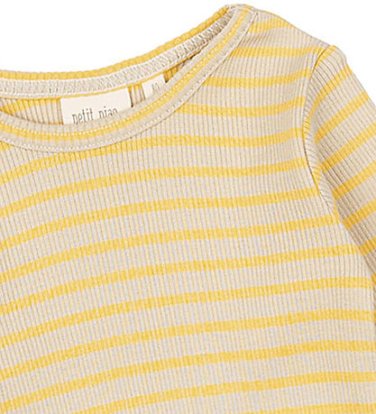 Petit Piao Bluse - Rib - Modal - Yellow So/Dark Off White