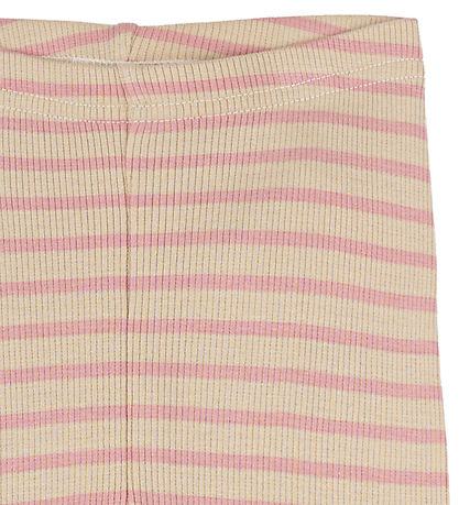 Petit Piao Leggings - Rib - Modal - Björt Rose/Dark Off White