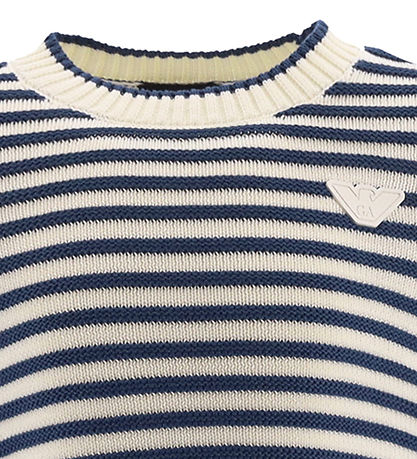 Emporio Armani Blouse - Knitted - White/Blue Striped