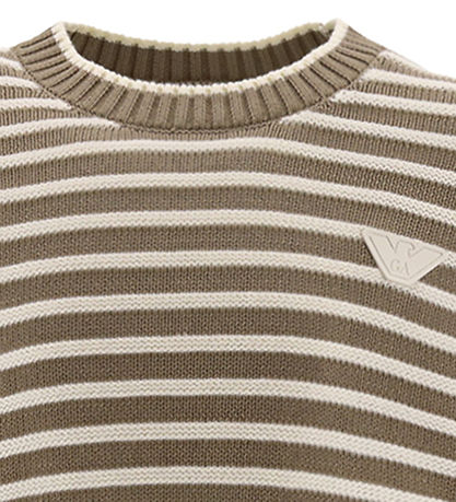 Emporio Armani Bluse - Strick - Weiß/Braun Gestreift