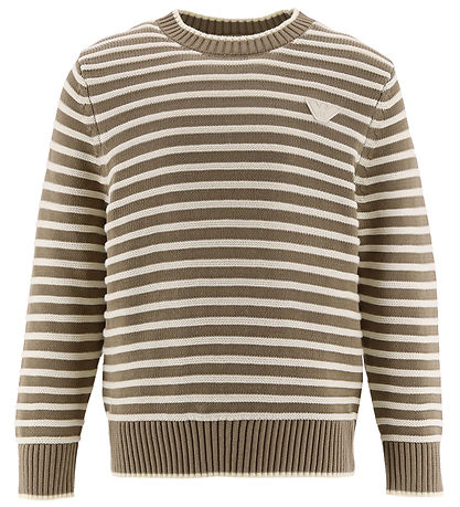 Emporio Armani Bluse - Strick - Weiß/Braun Gestreift