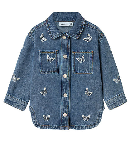 Name It Jeansjacke - NmfNina - Medium+ Blue Denim/Stickerei