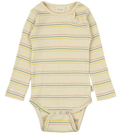 Petit Piao Samfella l/e - Rib - Modal - Björt Rose Multi Stripe
