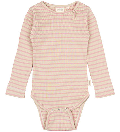 Petit Piao Samfella l/e - Rib - Modal - Björt Rose/Dark Off Whit