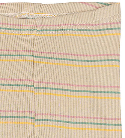 Petit Piao Leggings - Rib - Modal - Björt Rose Multi Stripe