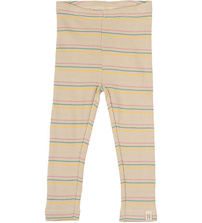 Petit Piao Leggings - Rib - Modal - Björt Rose Multi Stripe