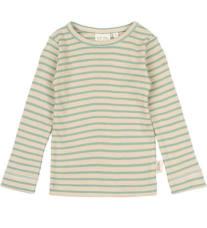 Petit Piao Blouse - Rib - Modal - Granite Green/Dark Off White