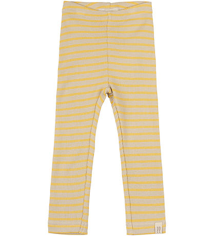 Petit Piao Leggings - Rib - Modal - Yellow Sön/Dark Off White