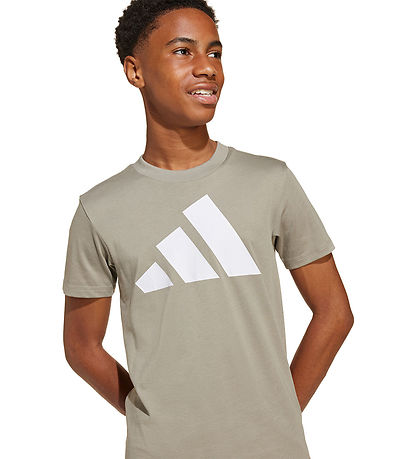adidas Performance Stuttermabolur - 160 - Kítti Drapplitað/Hvítt