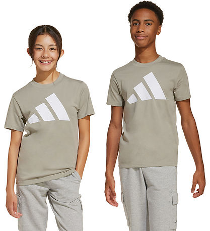 adidas Performance Stuttermabolur - 160 - Kítti Drapplitað/Hvítt