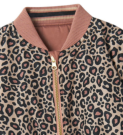 Name It Bomberjacka - Vändbar - NkfMariska - Svart/Rosa m. Leopr