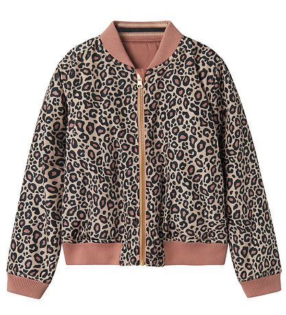 Name It Bomberjacka - Vändbar - NkfMariska - Svart/Rosa m. Leopr