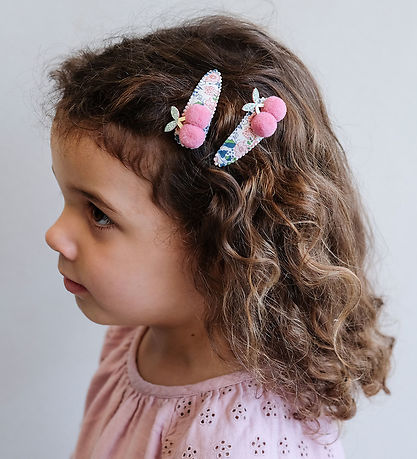 Mimi & Lula Haarspange - 2er-Pack - 5 cm - Floral Pom Pom Kirsch