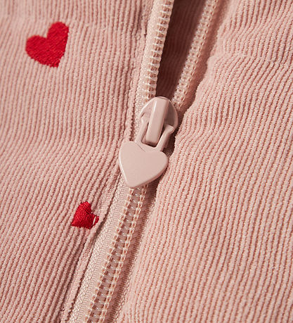 Name It Puffer Vest - Corduroy - NmfMimosa - Pale Mauve w. Heart