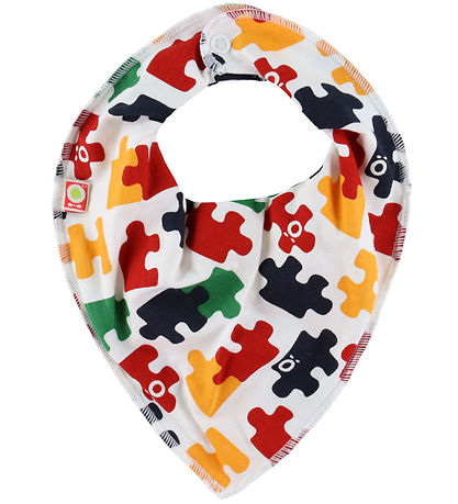 Katvig Teething Bib - White w. Jigsaw Puzzle