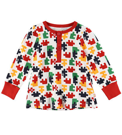 Katvig Pyjama Set - White w. Jigsaw Puzzle
