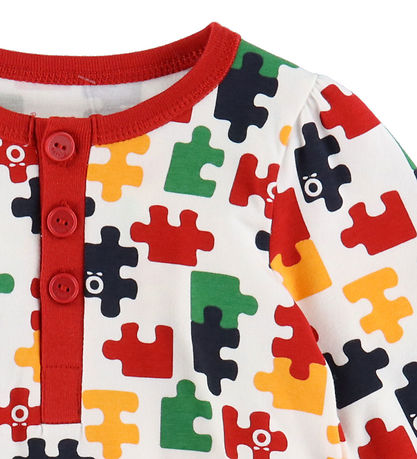 Katvig Pyjama Set - White w. Jigsaw Puzzle