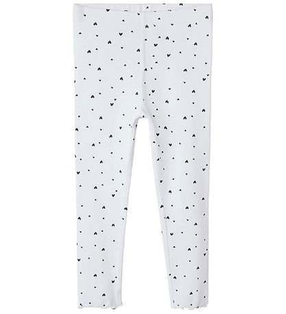Name It Leggings - Rib - NmfVemia - Bright White/Hearts