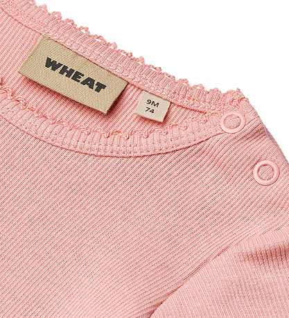 Wheat Bodysuit s/s - Rib - Lace - Elisa - Rose