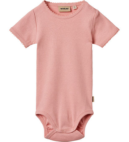 Wheat Bodysuit s/s - Rib - Lace - Elisa - Rose