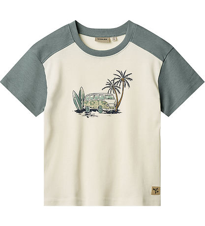 Wheat T-Shirt - Hector - Ivory/Mattgrün m. Print