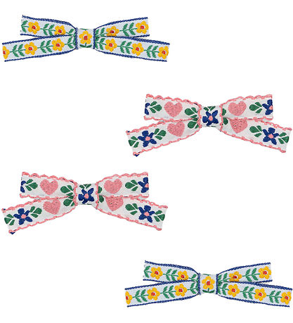 Konges Sløjd Hiusklipsit - 4 kpl - Mini Bow - White/Rose