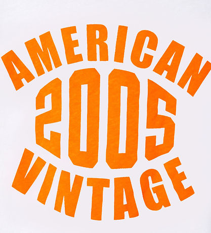 American Vintage Stuttermabolur - Gamipy - Hvítur/Neon appelsínu