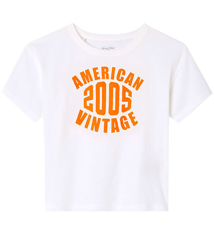 American Vintage Stuttermabolur - Gamipy - Hvítur/Neon appelsínu