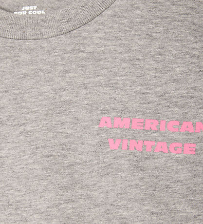 American Vintage Bluse - Fizvalley - Grau Meliert m. Print