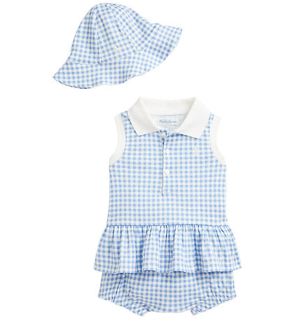 Polo Ralph Lauren Sommarset - Topp/Bloomers/Sommarhatt - Blåruti