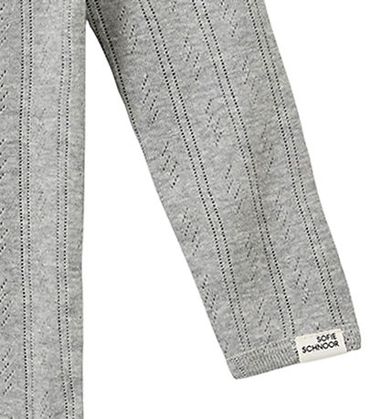 Sofie Schnoor Romper l/s - DicteSB - Grijs Gevlekt m. Pointelle
