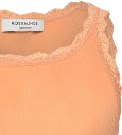 Rosemunde Topp - Rib - Balta - Peach Fuzz m. Spetsar