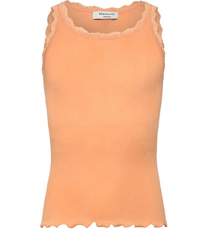 Rosemunde Topp - Rib - Balta - Peach Fuzz m. Spetsar