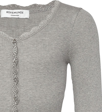 Rosemunde Cardigan - Rib - Balta - Grau Meliert m. Spitze