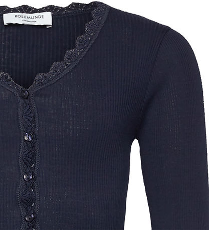 Rosemunde Cardigan - Rib - Balta - Navy w. Lace
