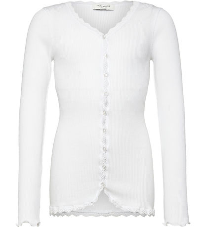 Rosemunde Cardigan - Rib - Balta - New White w. Lace