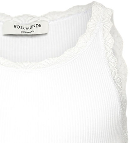 Rosemunde Topp - Rib - Balta - Nytt White m. Spetsar