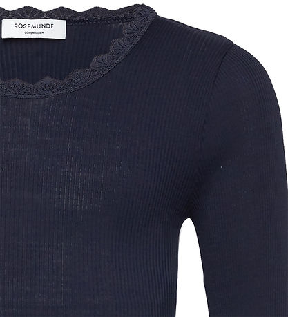 Rosemunde Blouse - Rib - Balta - Navy w. Lace