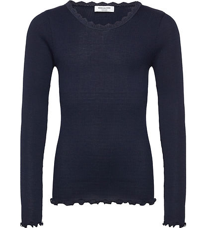 Rosemunde Blouse - Rib - Balta - Navy w. Lace