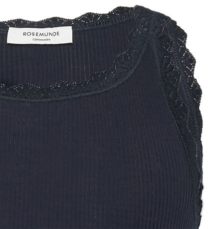 Rosemunde Top - Lang - Rib - Balta - Navy m. Veter