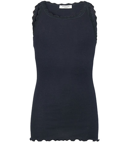 Rosemunde Top - Lang - Rib - Balta - Navy m. Veter