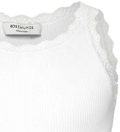 Rosemunde Top - Lang - Rib - Weiß - Neu White m. Spitze