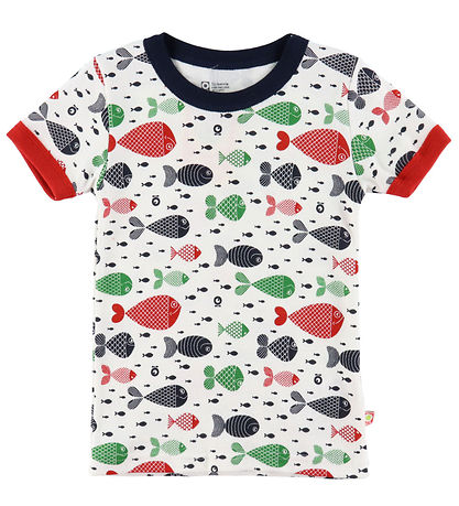 Katvig T-shirt - Navy/Red w. Fish