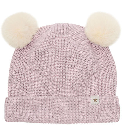 Huttelihut Beanie - Knitted - Cloud Gray w. Pom-Pom
