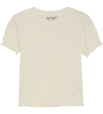 Huttelihut Stuttermabolur - Rib - Antique White