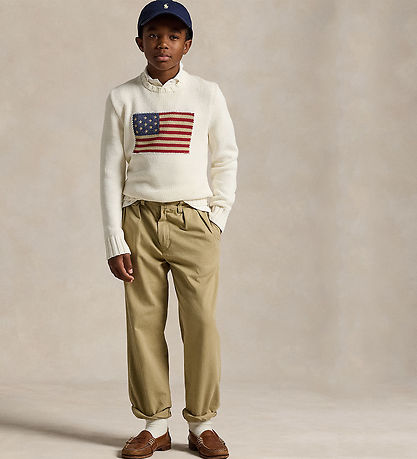 Polo Ralph Lauren Bluse - Strick - Weiß m. Flagge