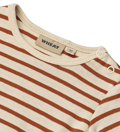 Wheat Bodysuit l/s - Berti - Warm Caramel Stripe